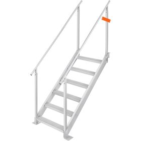 Dock Ladder, 43''-51'' Adjustable Height, 500 lbs Load Capacity, Aluminum Alloy 6 Steps Pontoon Boat Ladder with Dual Handrails & Nonslip Mat