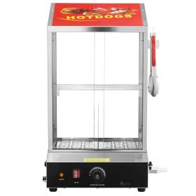 Hot Dog Steamer, 39QT, 2-Tier Hot Dog Hut Steamer, 86-185 Fahrenheit Temp Control