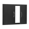 BBQ Access Door, 31W x 24H Inch Double Outdoor Kitchen Door, Cold Plate Flush Mount Door, Wall Vertical Door with Handles
