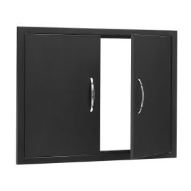 BBQ Access Door, 31W x 24H Inch Double Outdoor Kitchen Door, Cold Plate Flush Mount Door, Wall Vertical Door with Handles