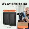 BBQ Access Door, 31W x 24H Inch Double Outdoor Kitchen Door, Cold Plate Flush Mount Door, Wall Vertical Door with Handles