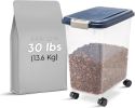 Airtight Dog Food Storage Container, Up to 30 lbs, Attachable Wheels, for Dog Cat Bird and other Pet Food Storage Bin, Keep Fresh, Easy Mobility