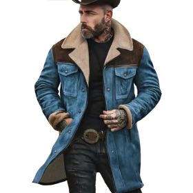 Suede Multicolor Jacket Multi-pocket Zipper (Option: Blue coffee-3XL)
