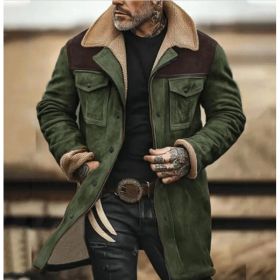 Suede Multicolor Jacket Multi-pocket Zipper (Option: Green-M)
