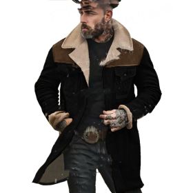 Suede Multicolor Jacket Multi-pocket Zipper (Option: Black-XL)