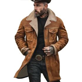 Suede Multicolor Jacket Multi-pocket Zipper (Option: Ginger yellow pure color-S)