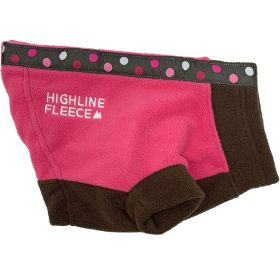 Highline Fleece Dog Coat (Color: Pink and Brown with Polka Dots, size: Size 26)