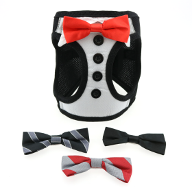 American River Ultra Choke Free Dog Harness (Color: Tuxedo with 4 Interchangeable Bows, size: medium)