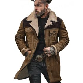 Suede Multicolor Jacket Multi-pocket Zipper (Option: Khaki-3XL)