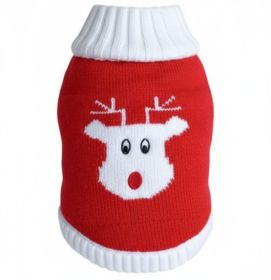 Combed Cotton Red Rudolph Holiday Dog Sweater (size: small)